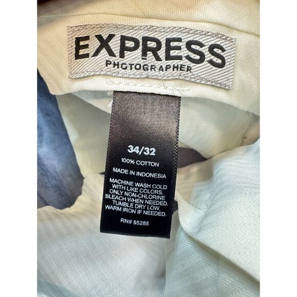 Express Photographer Men's Flat Front Dress Pants Size 34/32 Blue Lightweight - Picture 3 of 11